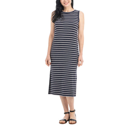 Hilary Radley Women's Soft Jersey Comfy Sleeveless Side Slit Midi Dress