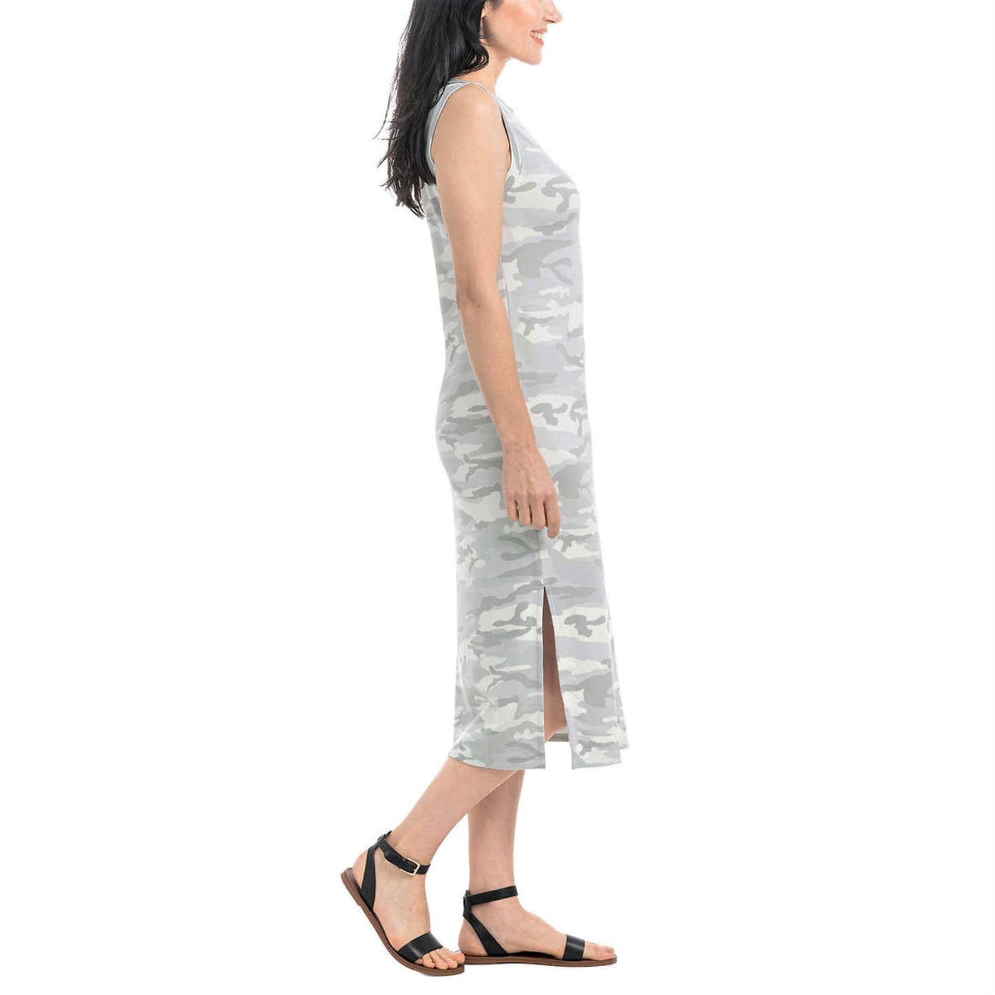 Hilary Radley Women's Soft Jersey Comfy Sleeveless Side Slit Midi Dress