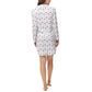 INK + IVY Women's Long Sleeve Printed Notch Collar Sleepshirt Nightgown