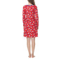 INK + IVY Women's Long Sleeve Printed Notch Collar Sleepshirt Nightgown