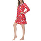 INK + IVY Women's Long Sleeve Printed Notch Collar Sleepshirt Nightgown