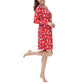 INK + IVY Women's Long Sleeve Printed Notch Collar Sleepshirt Nightgown