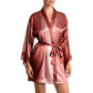 In Bloom Women's Nicole Luxe Satin Lace Trim Lightweight Waist Tie Robe