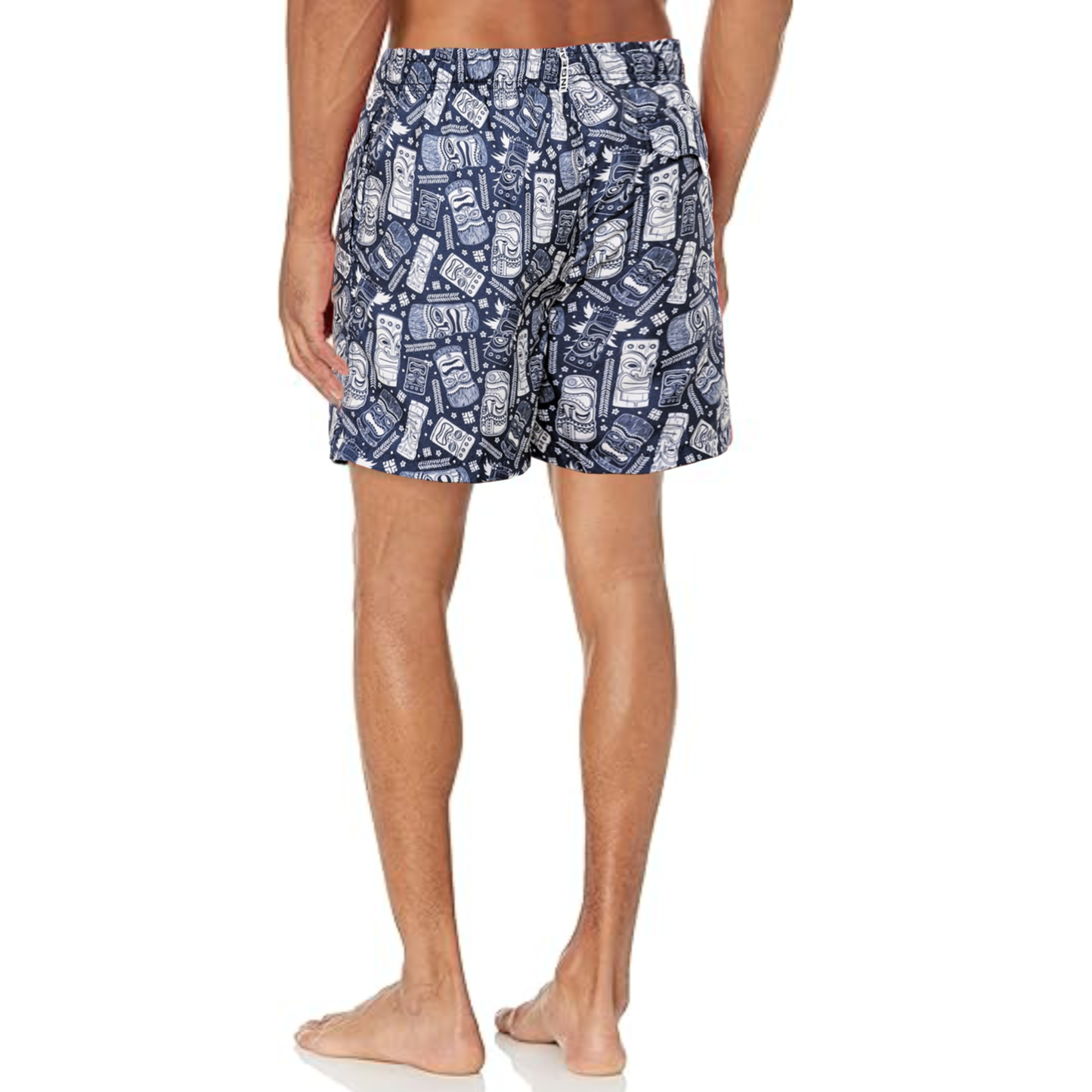 Ingear Men's Tiki Printed Quick Drying Built-In Brief Pockets Swim Shorts Trunks