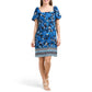 JULIA JORDAN Women's Puff Sleeve Square Neck Border Hem Floral Mini Dress