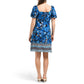 JULIA JORDAN Women's Puff Sleeve Square Neck Border Hem Floral Mini Dress
