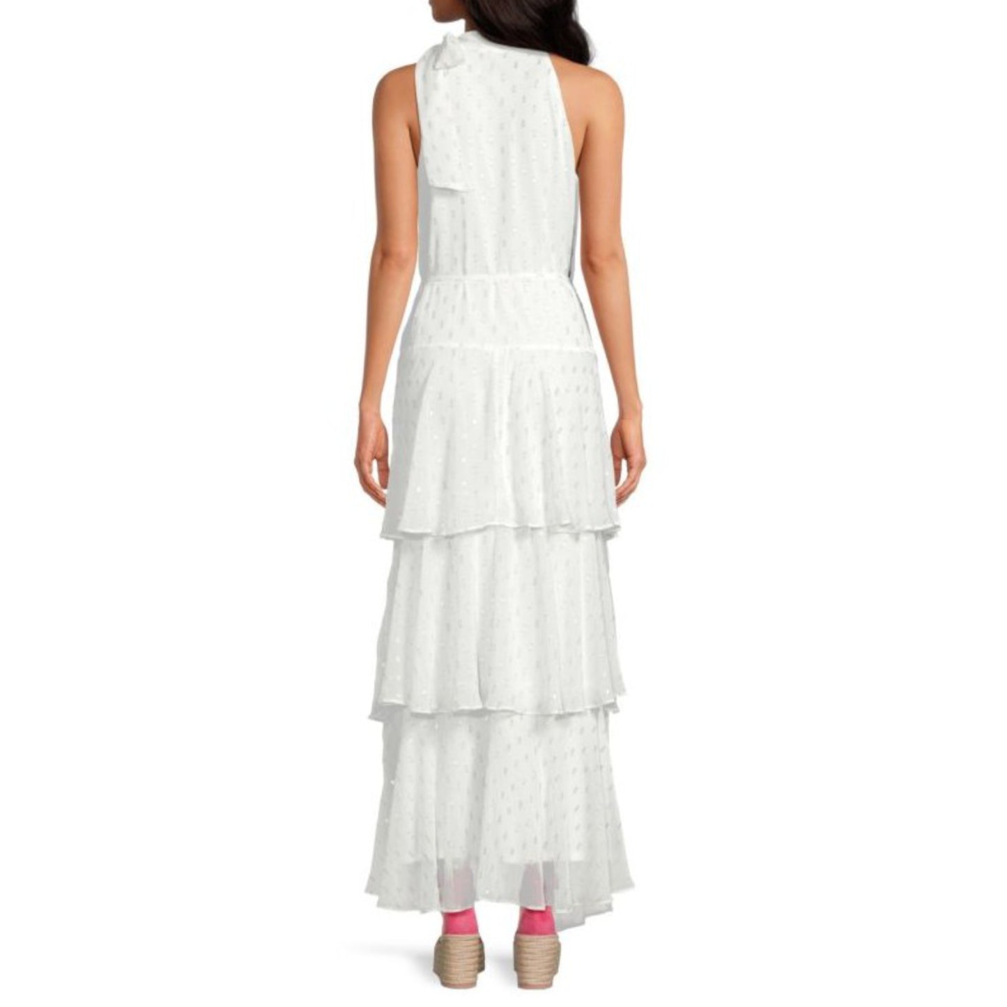 JULIA JORDAN Women's Tie Neck Sleeveless Tiered Maxi Dress