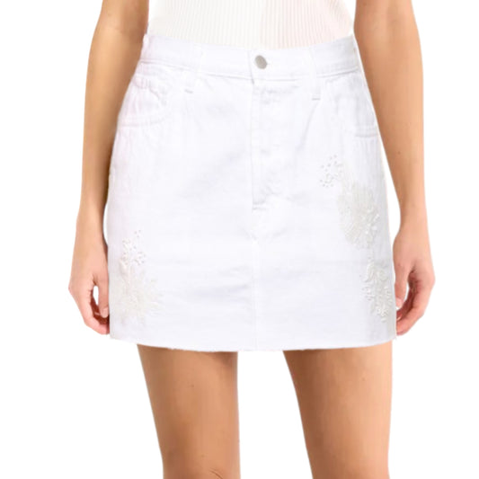 J Brand Women's Bonny Sequin Embellished Frayed Hem Denim Mini Skirt