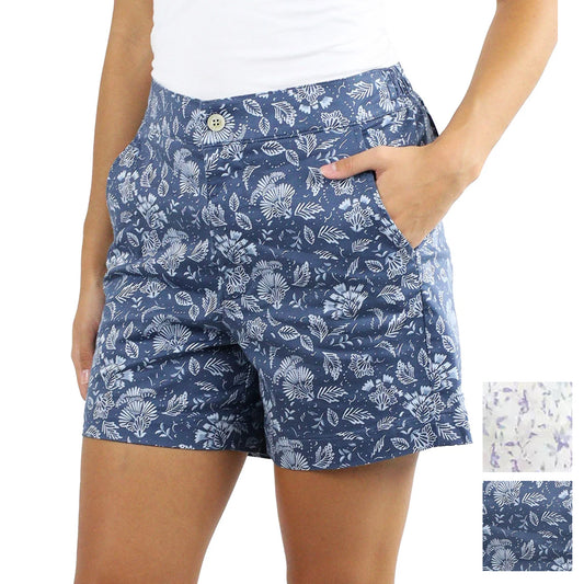 Jachs Girlfriend Women's Floral Print Cotton Blend Side Pockets Chino Shorts