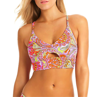 Jessica Simpson Women's Paisley Print Keyhole Swim Bikini Top and Bottom Collection