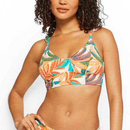Jessica Simpson Women's Tropical Floral Print Hipster Swim Crop Cami and Bottom Collection