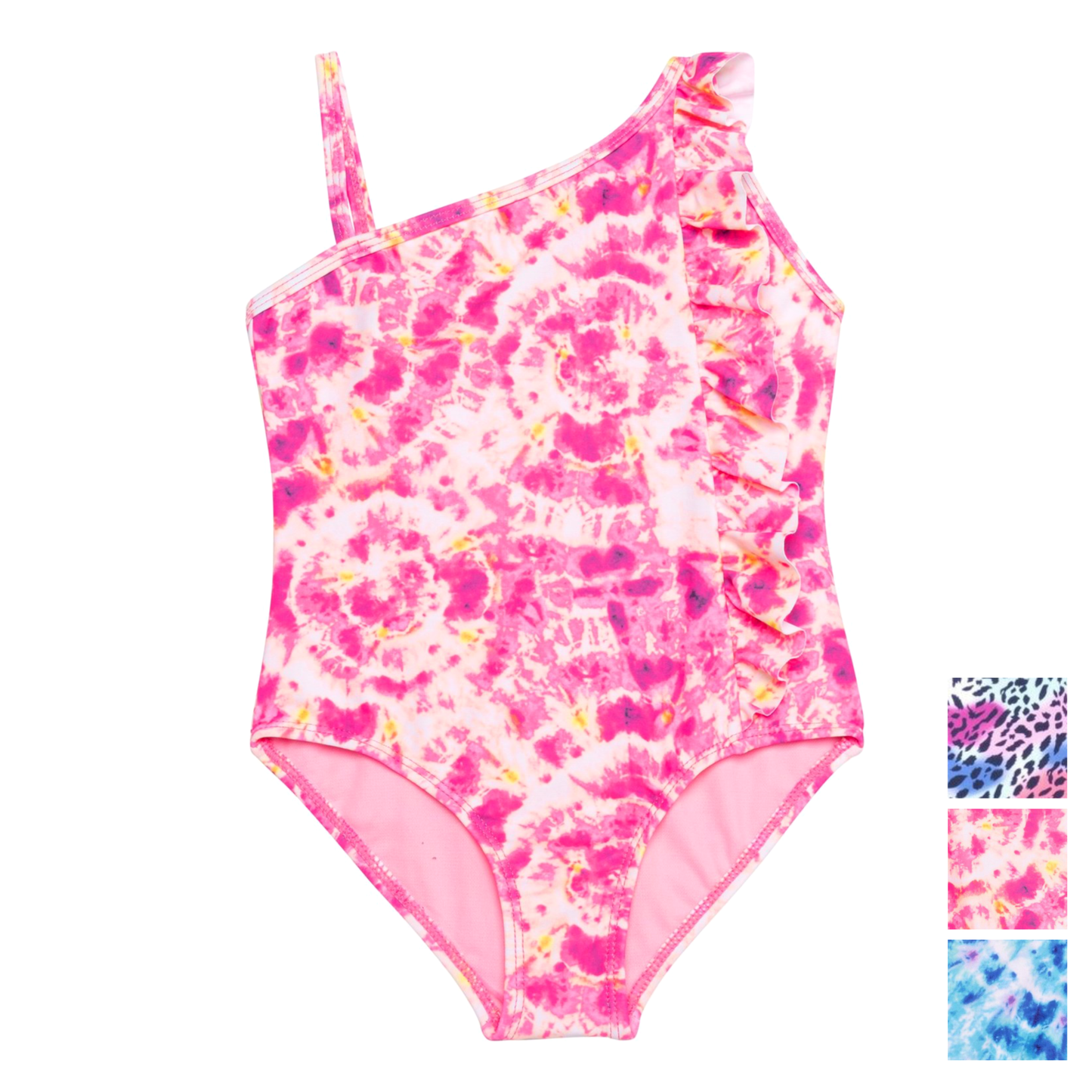 KENSIE GIRL Cheetah Madness Ruffle UPF 50 One-Piece Beach Pool Swimsuit