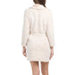 KITKIT Women's Cozy Plush Shawl Collar Tie Closure Teddy Bath Short Robe