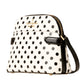 The Kate Spade Staci Dome Crossbody Bag combines timeless style with everyday practicality. Crafted from durable saffiano leather, this cream-colored bag features charming black polka dots and is accented with the iconic metal pinmount logo. The secure zip top closure keeps your essentials safe, while the spacious interior includes a zip pocket for organized storage. The adjustable crossbody strap offers comfortable, hands-free carrying for all-day wear. It's the perfect size for work, dates, or casual outi