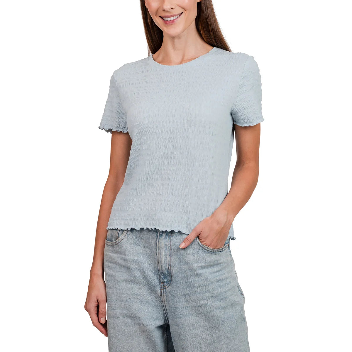 Crease Ruffles Kersh Women's Frilled Edges Textured Cotton Blend Tee Top – Letay Store