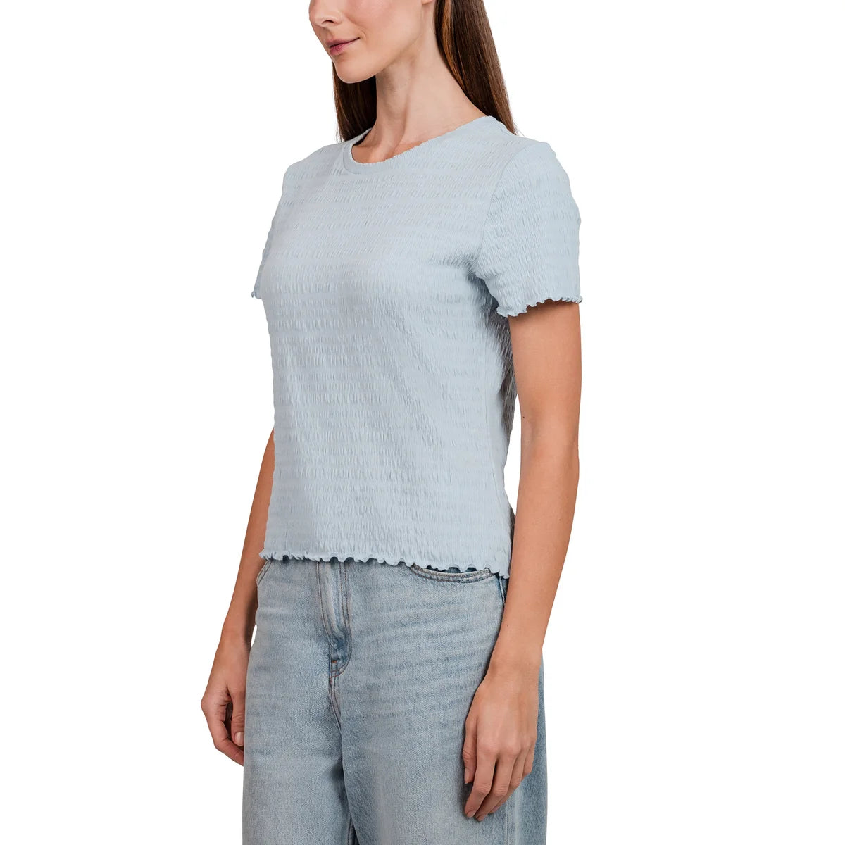 Crease Ruffles Kersh Women's Frilled Edges Textured Cotton Blend Tee Top – Letay Store