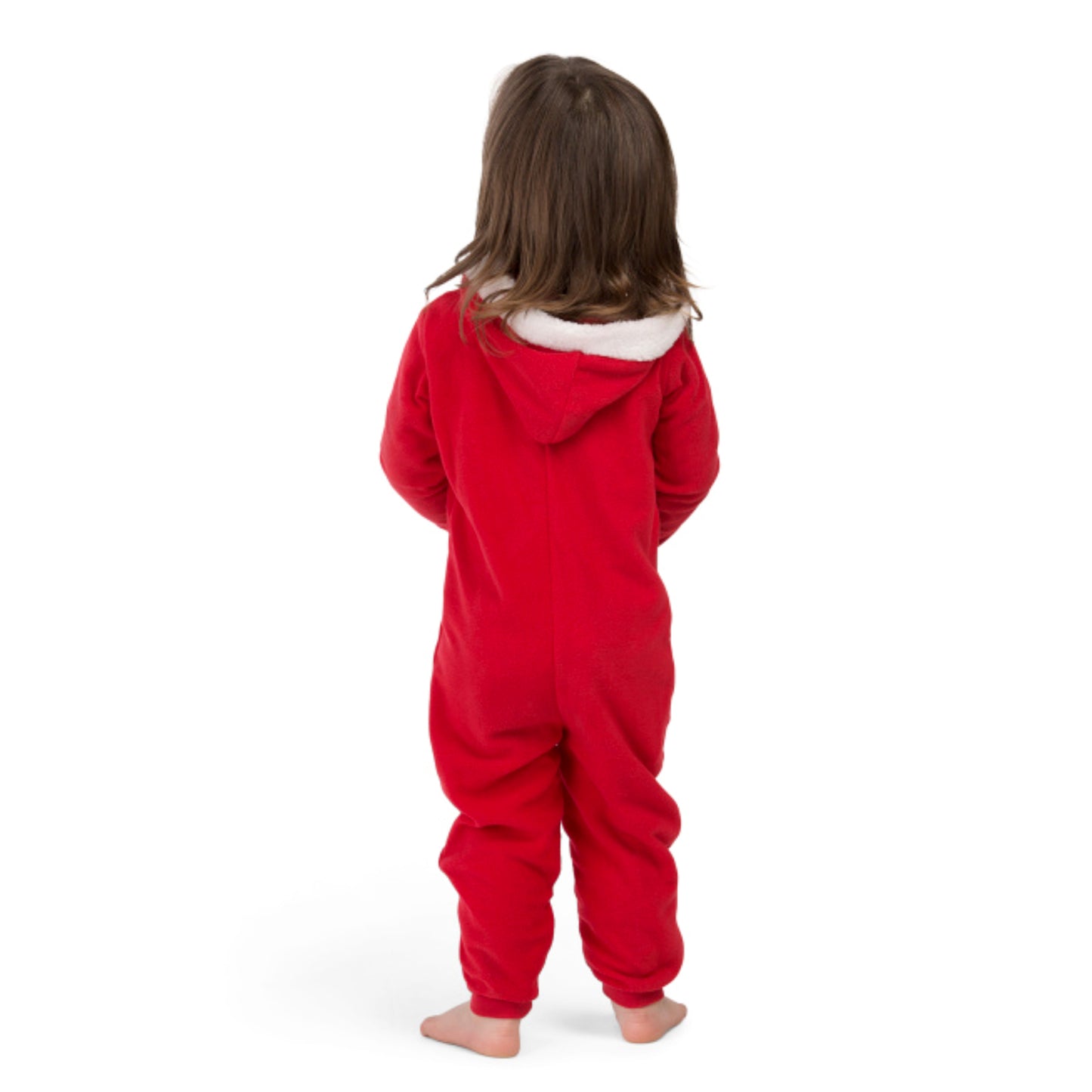 HOLIDAY FAM Toddler HOLIDAY FAM Toddler Santa Fleece Hooded Zip-Up 1-Pc Christmas Pajama Jumpsuit