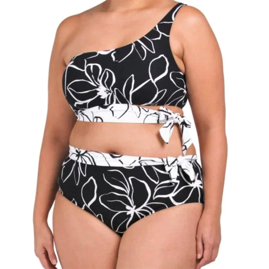 La Blanca Women's Plus Moonlit Floral One Shoulder Swim Top and Sash Bottom Collection
