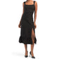 Laundry by Shelli Segal Women's Square Neck Ruffle Hem Side Split Midi Dress