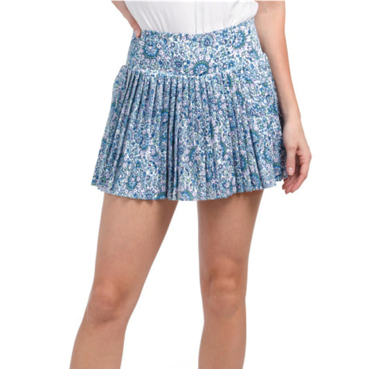 LAURA ASHLEY Women's Floral Print UPF 50 Built-in Shorts Pleated Mini Skort