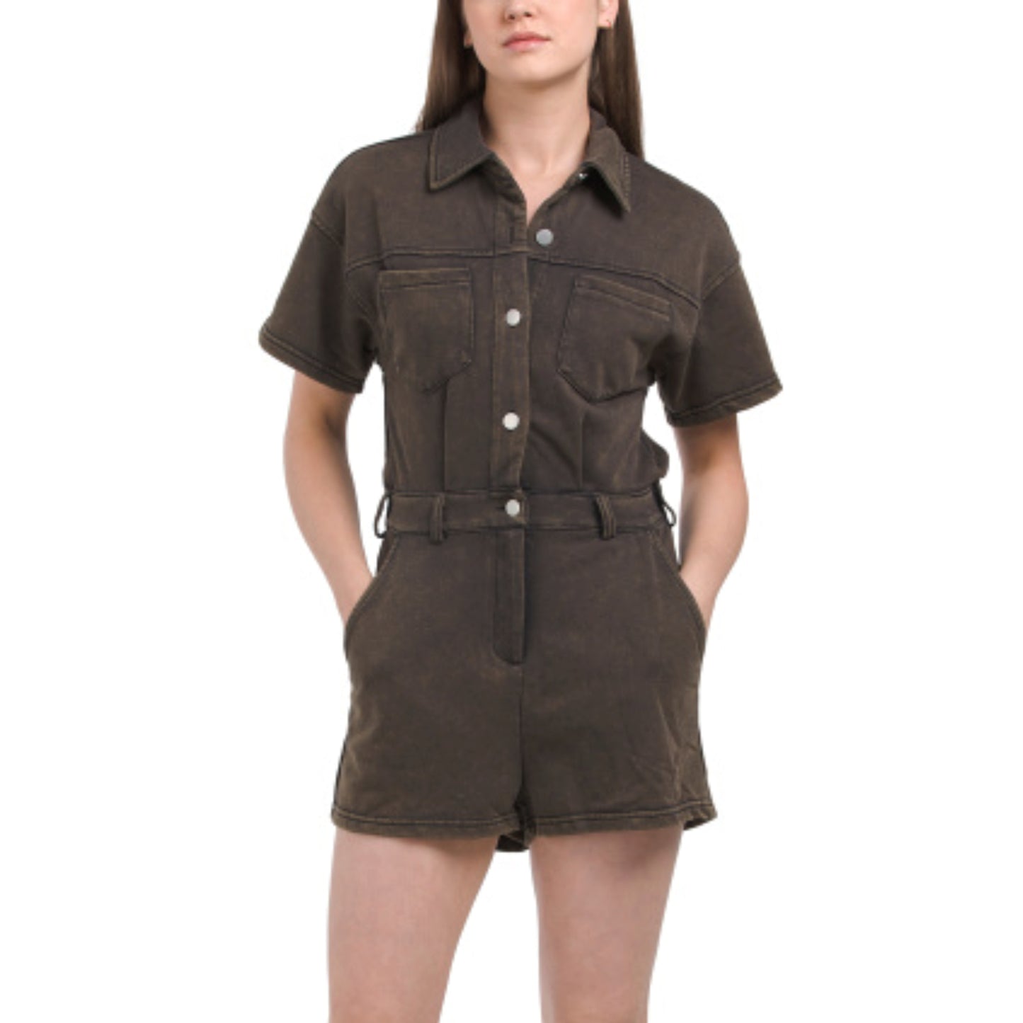 LE LIS Women's Cotton Blend Smocked Waist Short Sleeve Romper