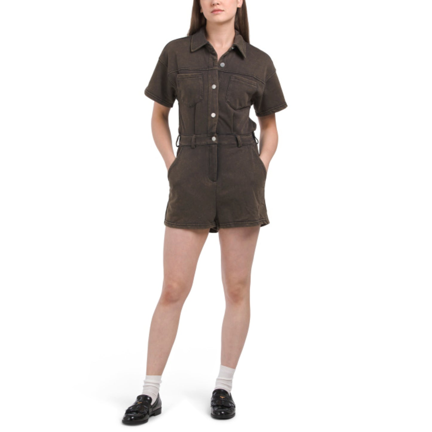 LE LIS Women's Cotton Blend Smocked Waist Short Sleeve Romper