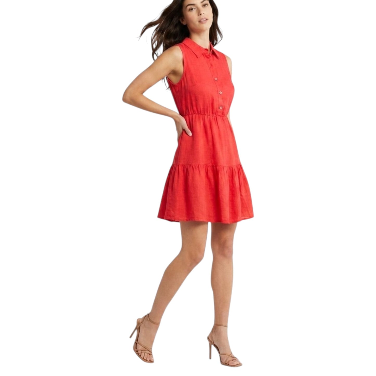 LE RAGAZZE Women's 100% Linen Tiered Made in Italy Mini Dress