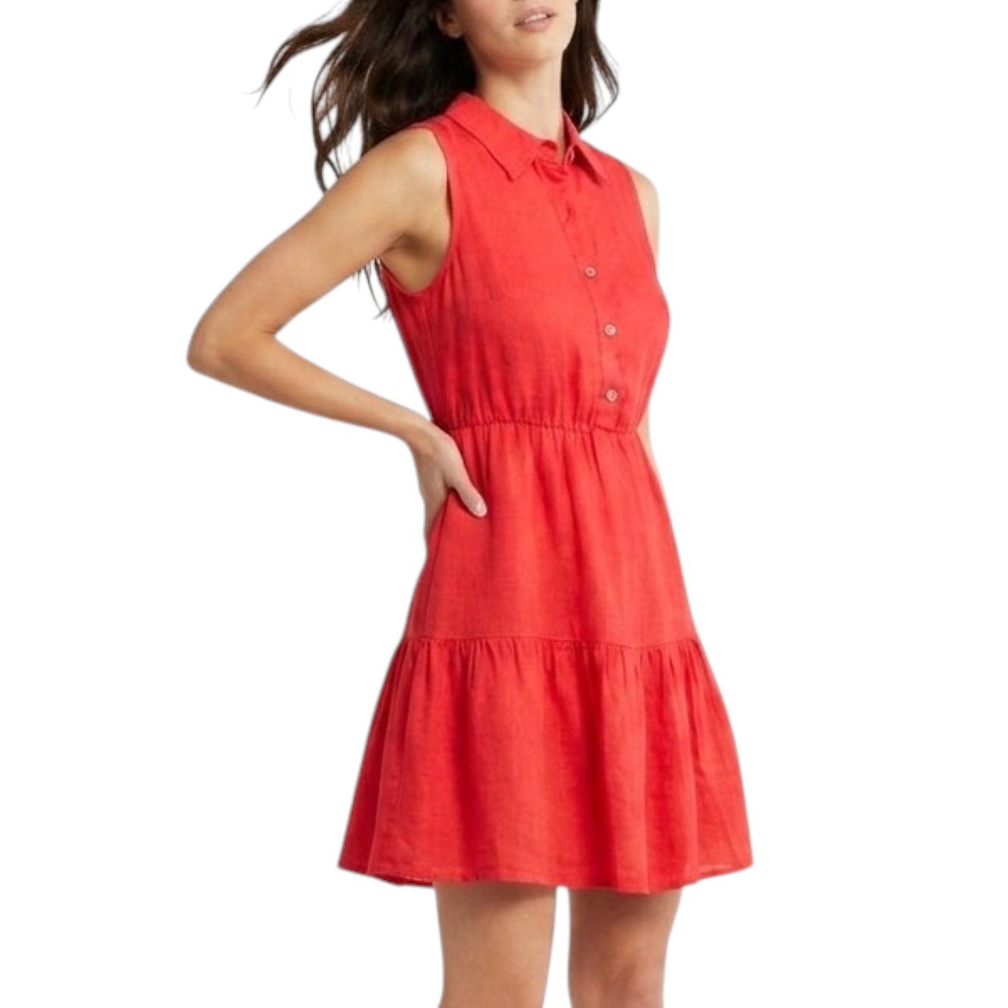 LE RAGAZZE Women's 100% Linen Tiered Made in Italy Mini Dress