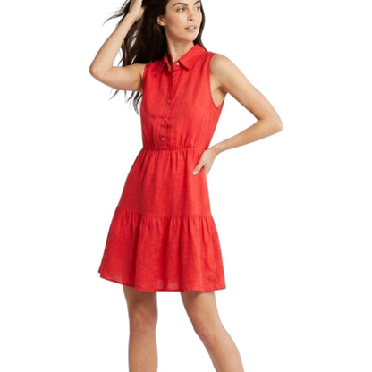 LE RAGAZZE Women's 100% Linen Tiered Made in Italy Mini Dress