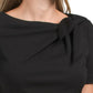 London Times Women's Short Sleeve Gathered Neck Tie Sheath Mini Dress