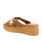 LOTTINI Made In Italy Suede Cross Band with Buckle Cork Wedge Slide on Sandals