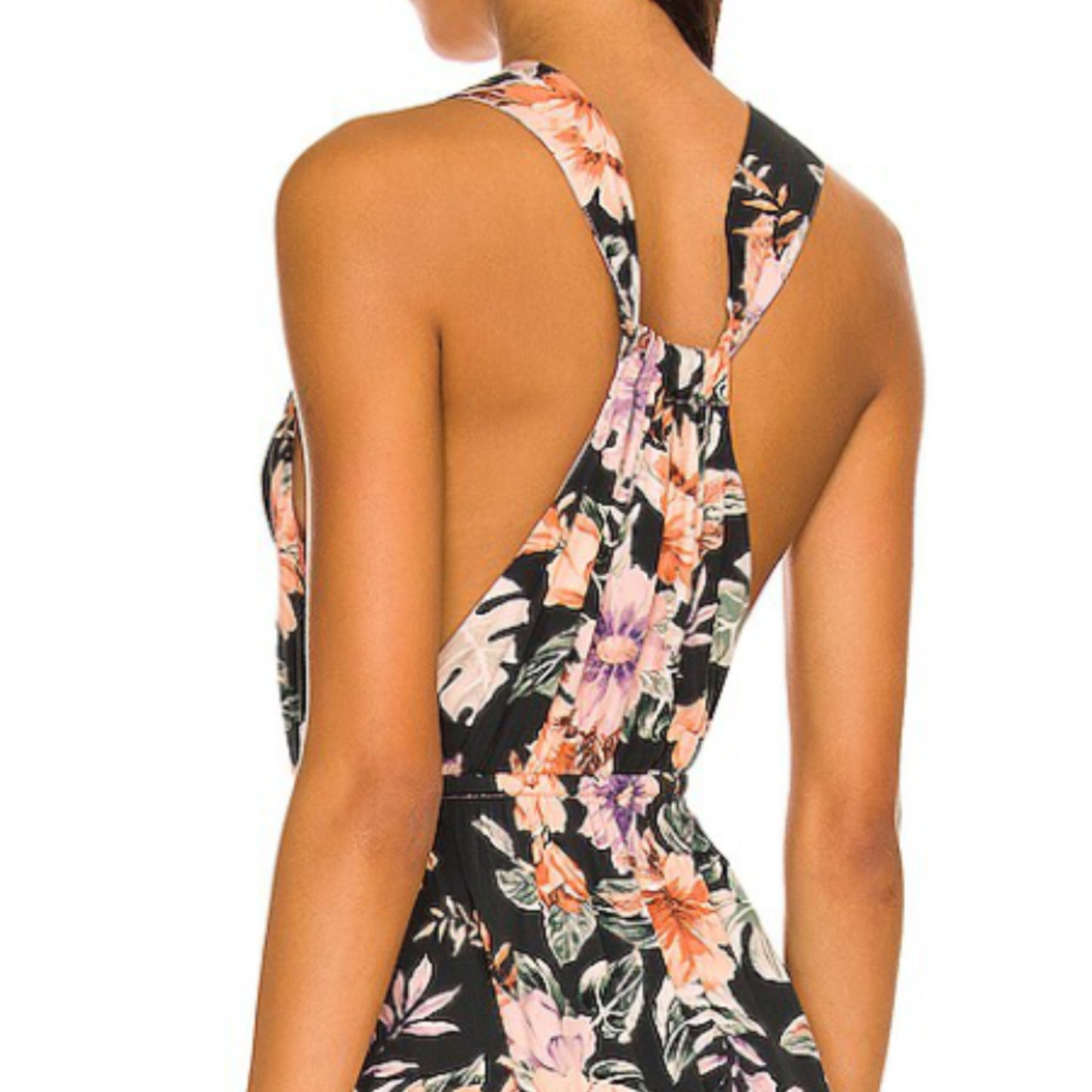 L Space Kenzie Floral Print Side Slits Beach Swim Dress Cover-Up