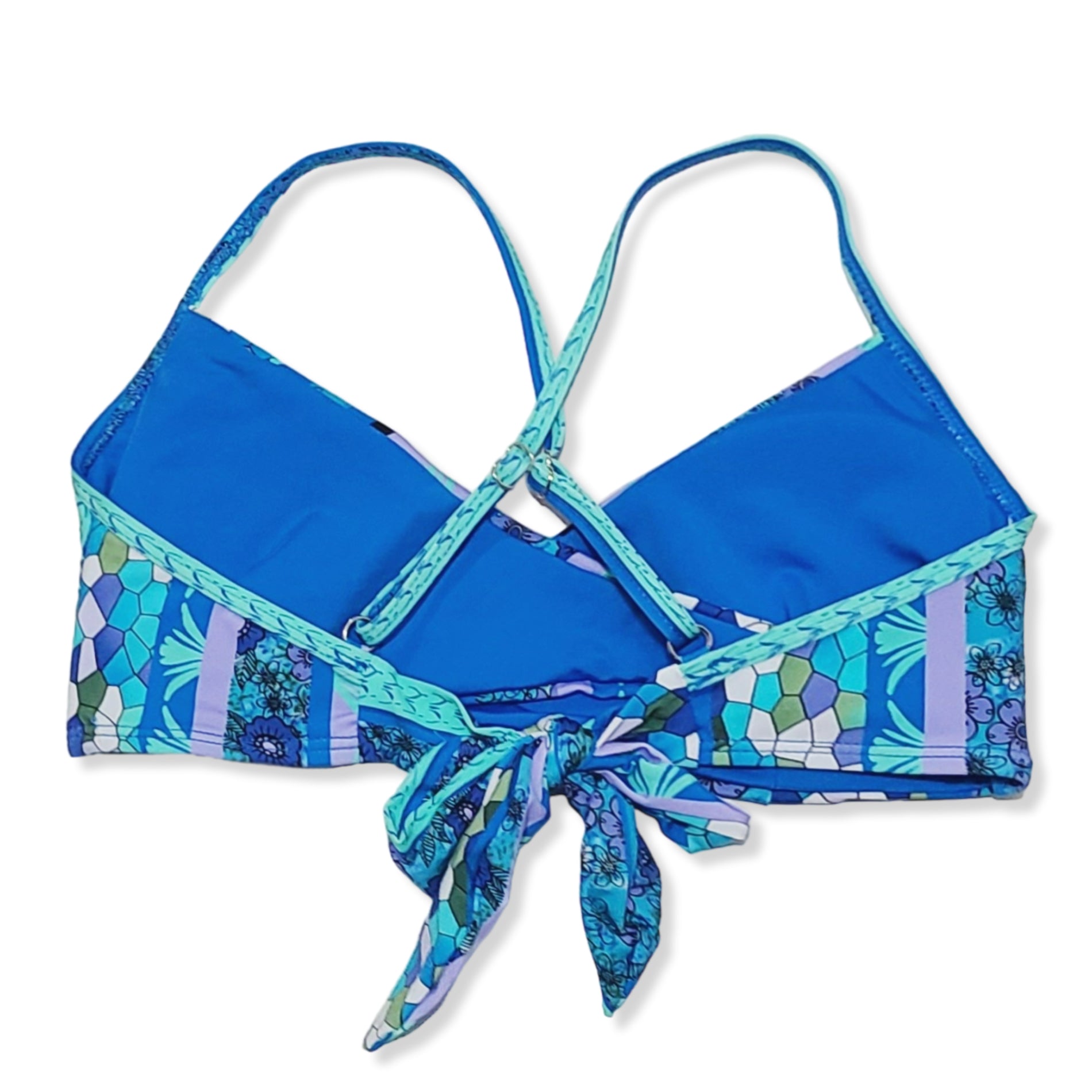 Lucky brand blue bohemian bikini, bottoms, size medium tops, size large