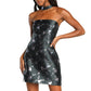LULUS Women's Got The Charm Floral Jacquard Halter Mini Dress