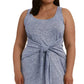 La Blanca Women's Plus Beach Cozy Tie Front Midi Dress Cover Up