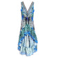 La Moda Women's Rhinestone Embellished Hi-low Ruffle Hem Maxi Swim Dress Cover-up
