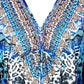 La Moda Women's Rhinestone Embellished Hi-low Ruffle Hem Maxi Swim Dress Cover-up