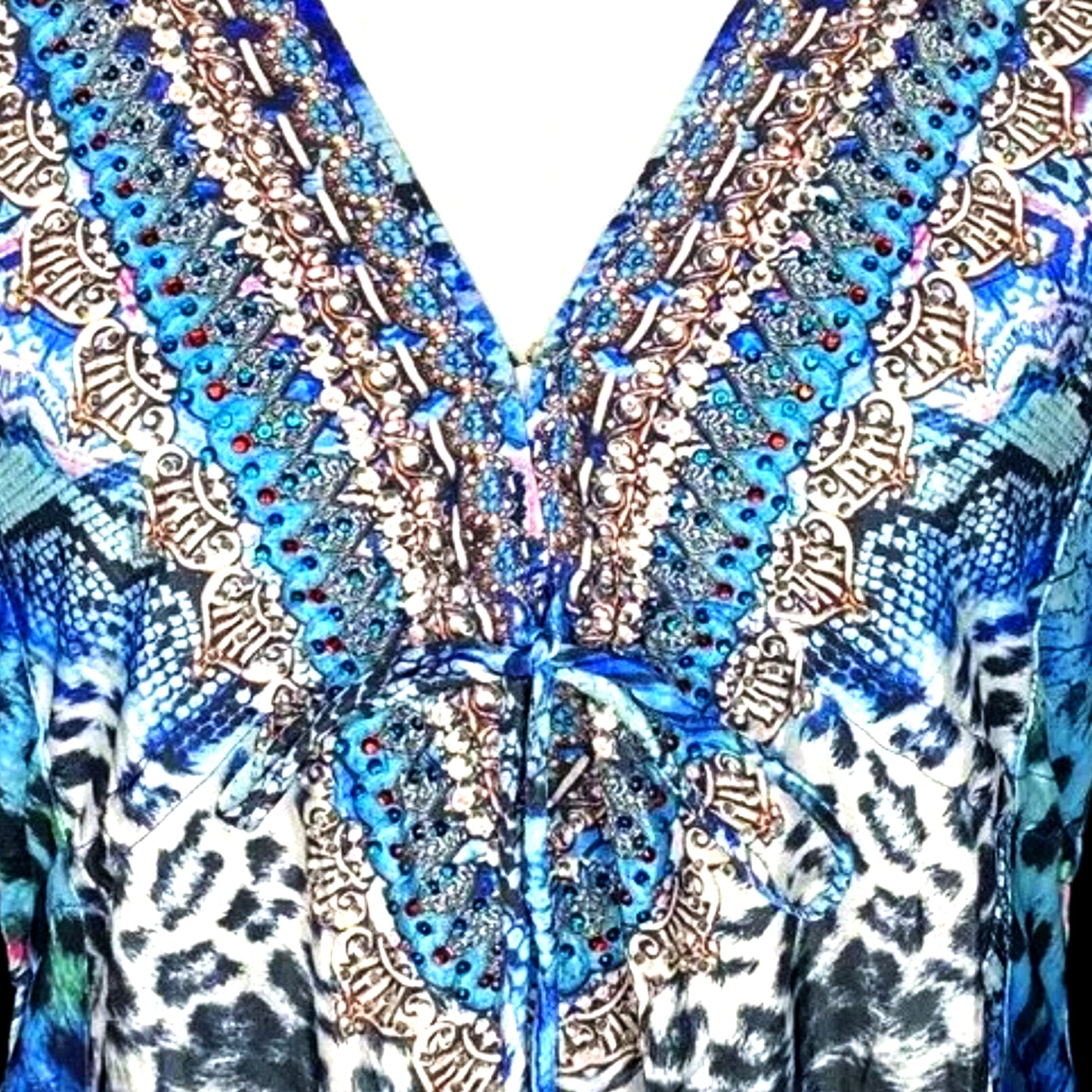 La Moda Women's Rhinestone Embellished Hi-low Ruffle Hem Maxi Swim Dress Cover-up