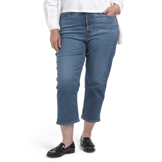 Levi's Women's Plus High Rise Wedgie Summer Love Straight Leg Cropped Denim Jeans