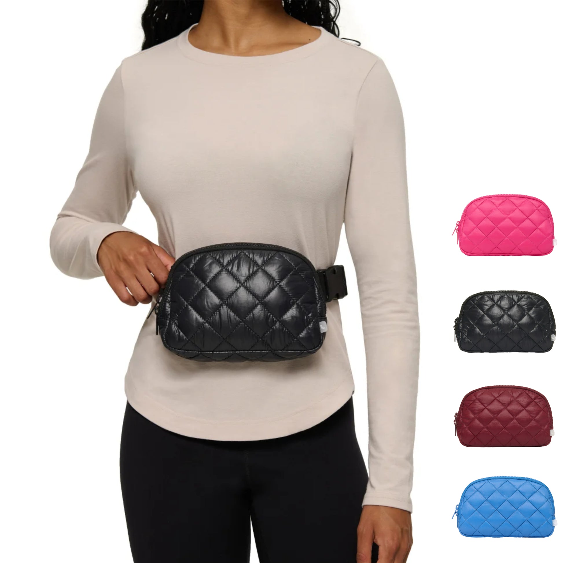 lululemon belt bag vs lole Lolë Women's Unisex Quilted Fanny Pack Belt Bag Black