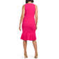 London Times Women's Ruffle Hi-low Hem Scuba Crepe Sleeveless Midi Dress