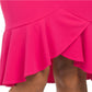 London Times Women's Ruffle Hi-low Hem Scuba Crepe Sleeveless Midi Dress