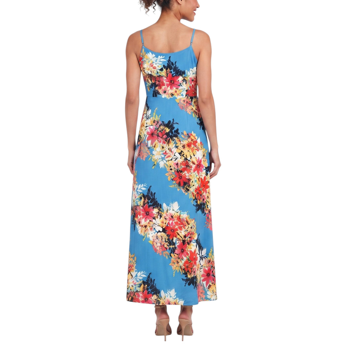 London Times Women's Bloom Stripe Floral Print Cami Maxi Dress