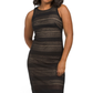 London Times Women's Cotton Crochet Fringe Hem Jewel Neck Sleeveless Midi Dress
