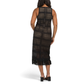 London Times Women's Cotton Crochet Fringe Hem Jewel Neck Sleeveless Midi Dress