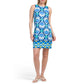 Effortless elegance meets everyday comfort in this London Times mini shift dress. Featuring a vibrant floral print on a soft cotton-spandex blend, this sleeveless design offers gentle stretch for all-day wear. The classic round neckline and contrast hem create a polished look, while the back zip closure ensures a secure fit. At approximately 36 inches long, it's the perfect length for a modern, playful silhouette.&nbsp;