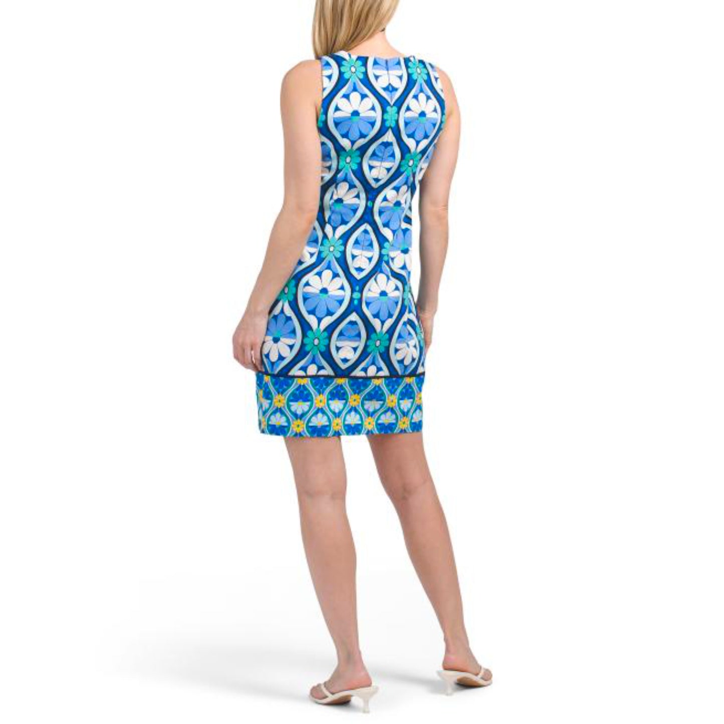 London Times Women's Floral Print Cotton Blend Mini Shift Dress