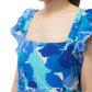 London Times Women's Linen Blend Floral Print Ruffle Sleeve Maxi Dress