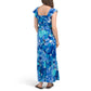 London Times Women's Linen Blend Floral Print Ruffle Sleeve Maxi Dress