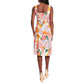 London Times Women's Linen Blend Square Neck Fit And Flare Midi Dress